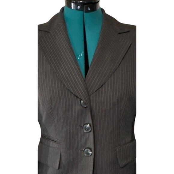 Evan-Picone Petite Suit Jacket Brown w/Stripes Polyester Blend Women's Size 6P - Picture 5 of 16
